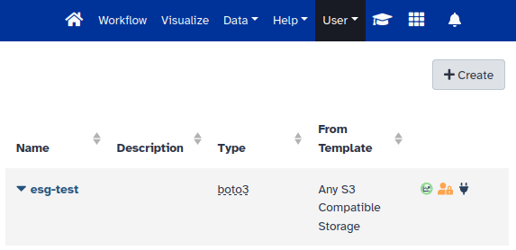 See available cloud storage connected to Galaxy.