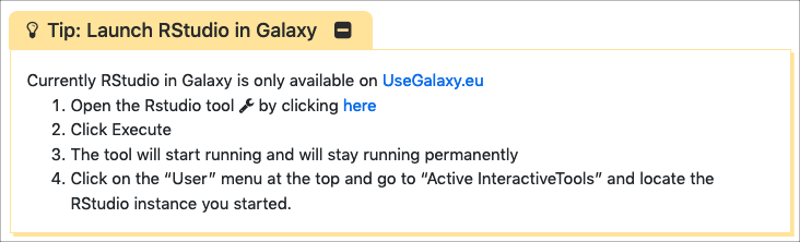 RStudio in Galaxy
