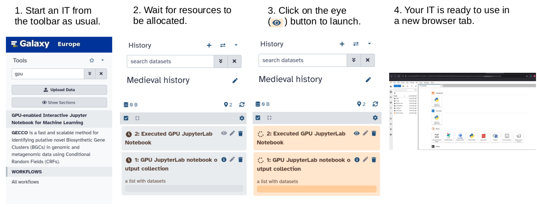 Snapshots of steps for user to access an IT instance