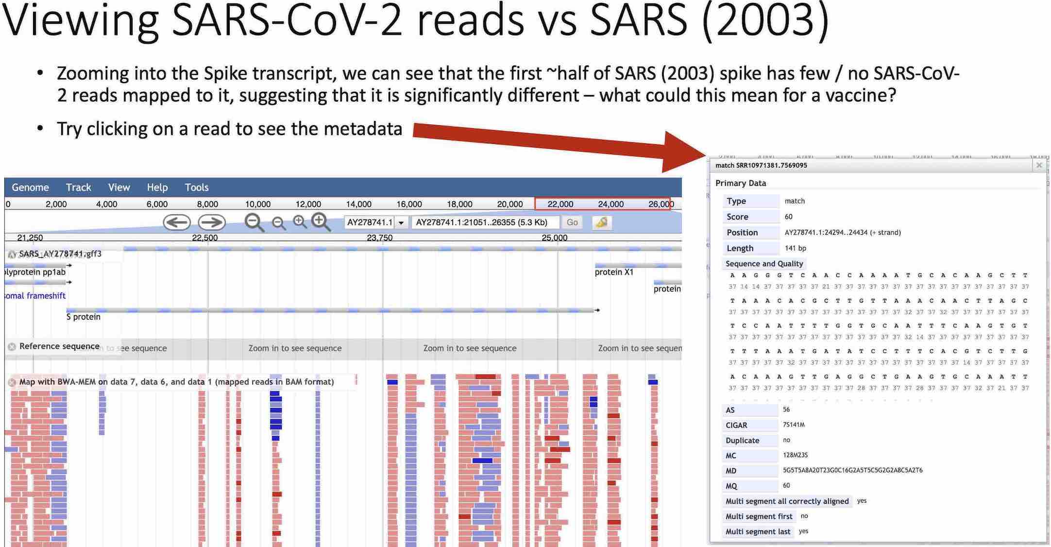 SARS in JBrowse